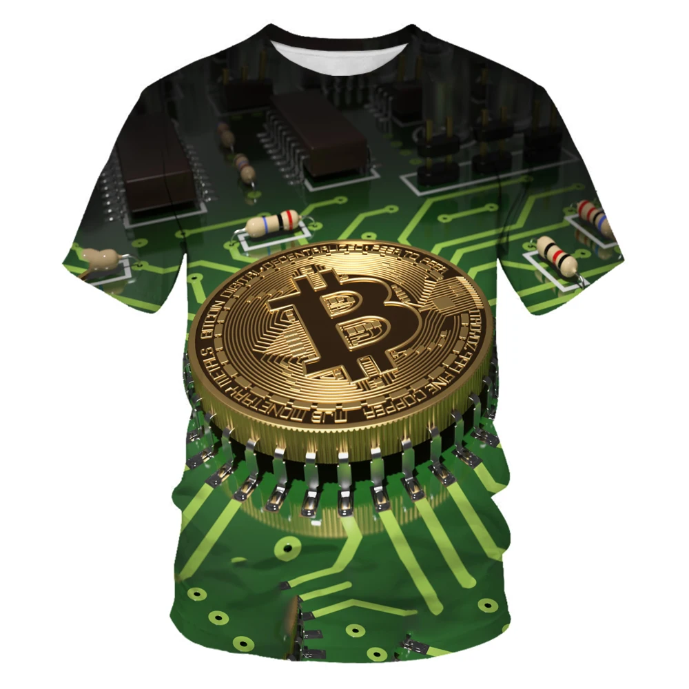 

Electronic Chip Hip Hop Men's and Women's 3D Machine Printing Harajuku Summer Harajuku Style Short-sleeved T-shirt Top