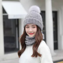 Зимние шапки-бини, женские корейские вязаные шапки с капюшоном, теплые велюровые шапки, зимние шапки для женщин