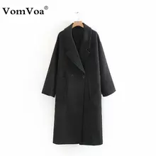 VomVoa, зимнее женское Шерстяное пальто, пальто, новое, Европейское и американское, за то же самое, толстое, средней длины, свободное шерстяное пальто-накидка для женщин