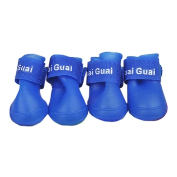 

Blue S, Pet Shoes Booties Rubber Dog Waterproof Rain Boots