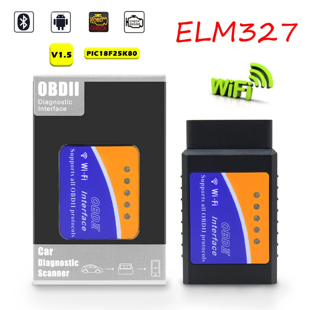 ELM327 WiFi V1.5 PIC18F25K80 чип OBDII диагностический инструмент IPhone/Android ELM 327 wifi Bluetooth V 1,5 автоматический сканер считыватель кода