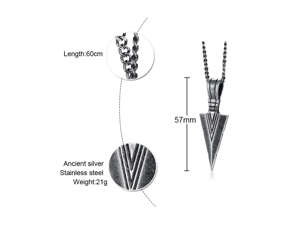 Мужской окисленный винтажный кулон в виде наконечника копья ожерелье для мужчин из нержавеющей стали определение духов племенные Приключения мужские ювелирные изделия