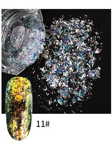 0,2 г алюминиевые хлопья блестки для ногтей порошок нерегулярный зеркальный эффект хамелеона Фольга Маникюр художественное оформление ногтей - Цвет: 11