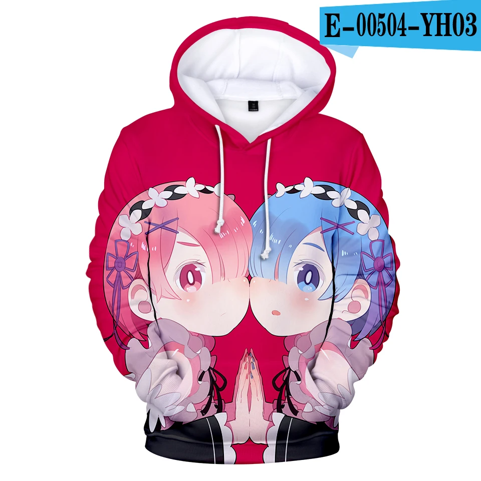 Новинка зимы, Мужская и Женская толстовка с 3D принтом аниме Re Zero, толстовка с длинным рукавом, повседневный пуловер в стиле Харадзюку, хип-хоп, топы - Цвет: 3D