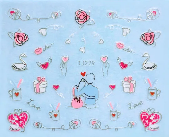 

Silver Series Little Sheet Valentine's Day 3D Adhesive Nail Decal Nail Sticker