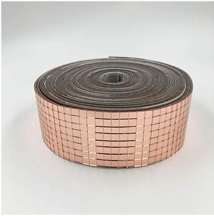 

Light Rose Gold Mosaic Glass Mirror Roll, Self Adhesive Mosaic Tile for DIY Craft