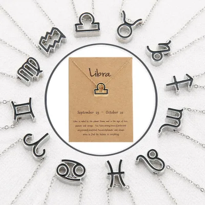 Ручной работы 12 знаков зодиака кулон ожерелье для женщин модные свадебные