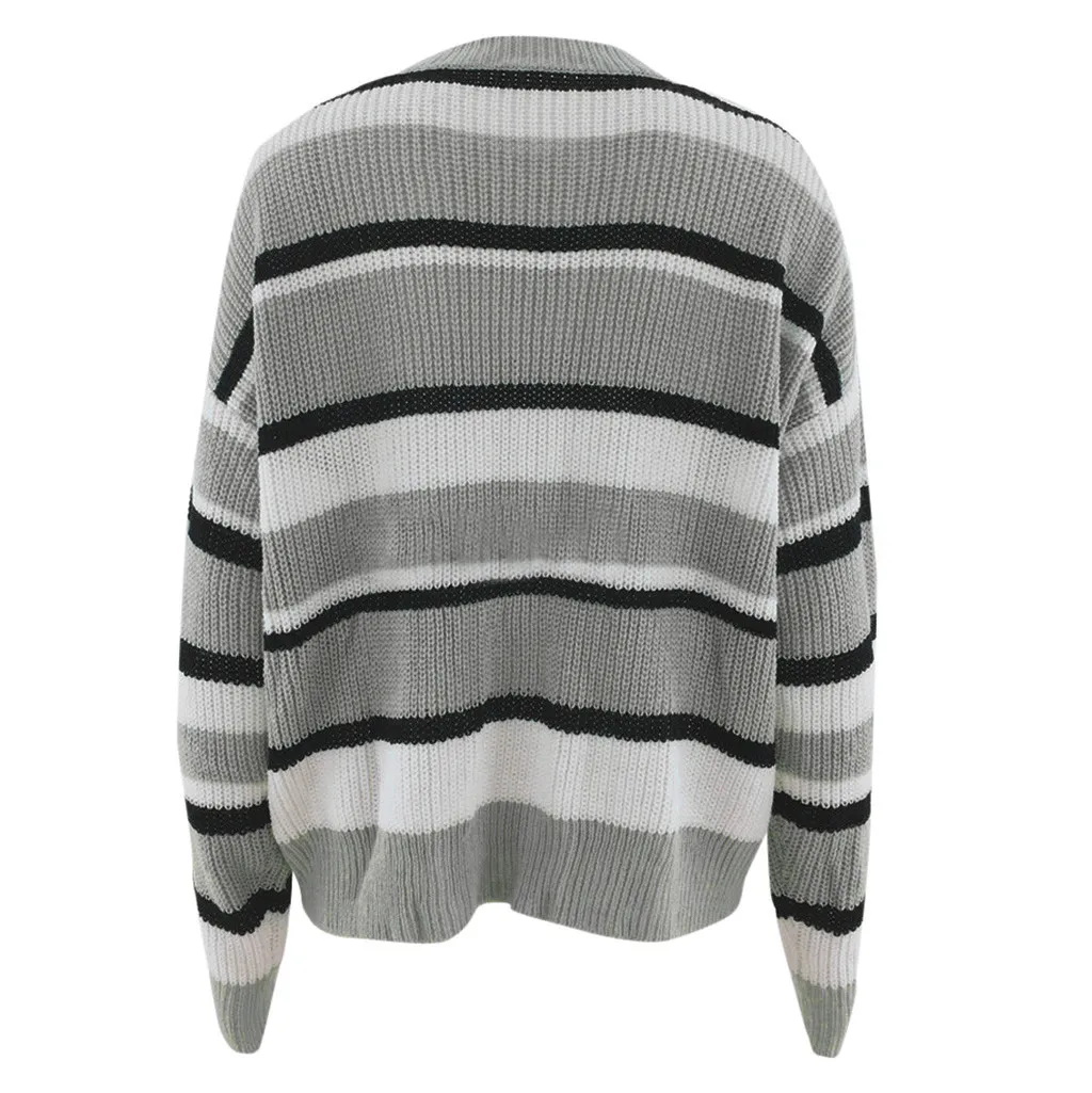 Jaycosin Модная Повседневная Дамская круглая горловина однотонный вязаный свитер шикарный стильный удобный мягкий свободный облегающий Топ Блузка