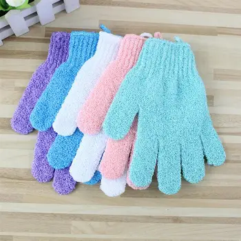 

1 Pair Five Fingers Body Scrub Gloves Bath Exfoliating Glove Bath Shower Sauna Scrubber Mitt for Men Women