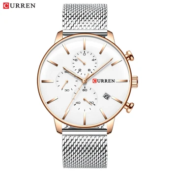 

CURREN Men Watch Chronograph Calendar Quartz Wristwatch Fashion Casual Sport Stainless Mesh Waterproof Clock Reloj Hombre 8339