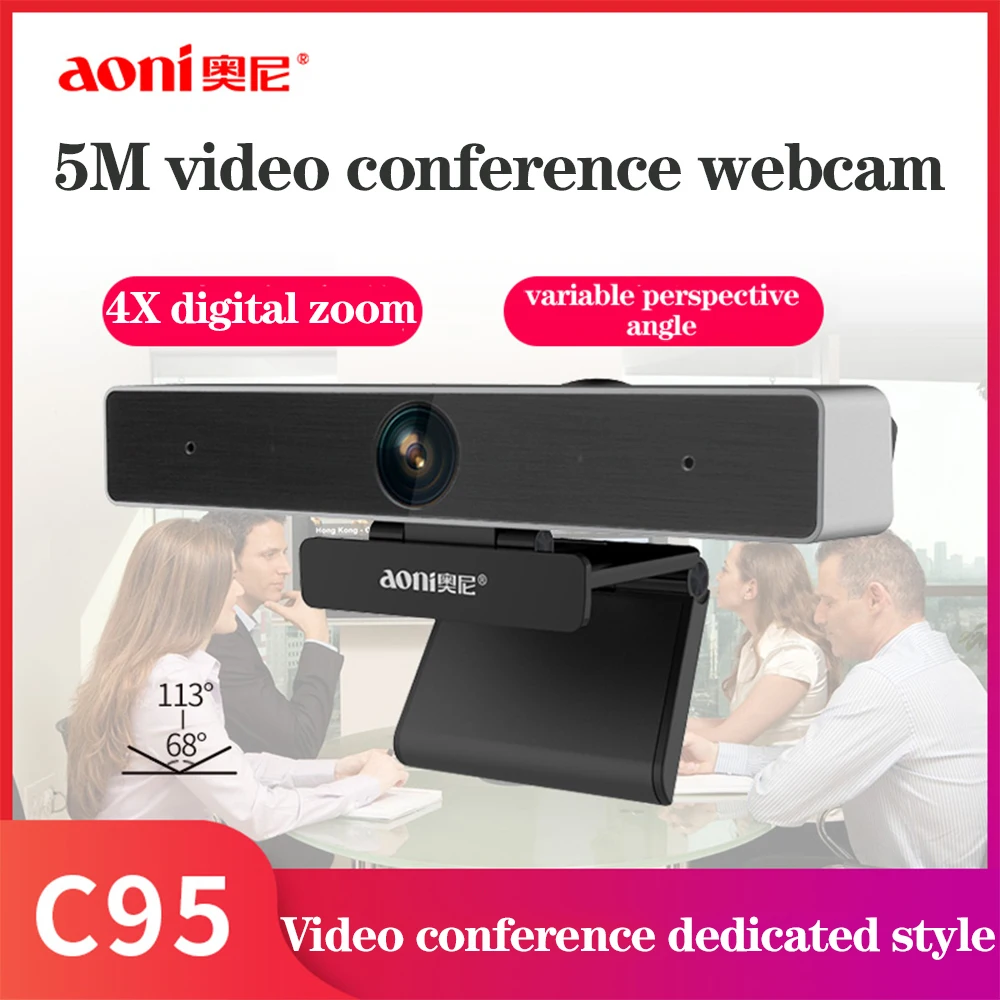 

Aoni C95 Webcam Full 1080p Autofocus 5M HD Video Conference Camera Meeting 4X Digital Zoom Web Camera Teaching Training Web cam