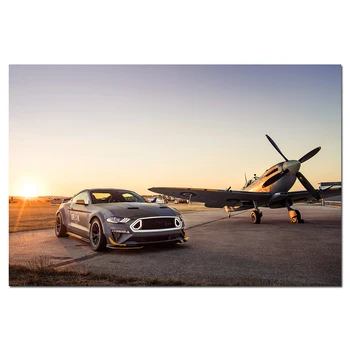 

2018 Ford Eagle Squadron Mustang GT Super Car Poster Canvas Cloth Fabric Print Painting for Home Decor Wall Art Picture