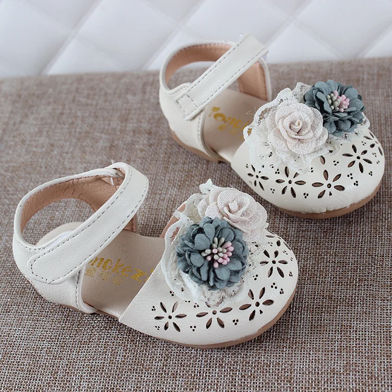 ULKNN Fashion Leather Children Flowers Toddler Shoes Small Kids Soft Bottom Sandals Princess Girls 6M 9M 12M 18M 2 3 4 Years