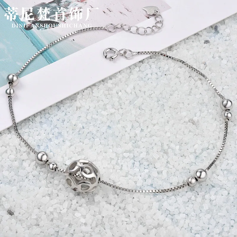 

Korean-style Fashion Elegant Foot Ornaments Accessories S925 Fine Silver Creative Cool String Hollow out round Ball round Beads