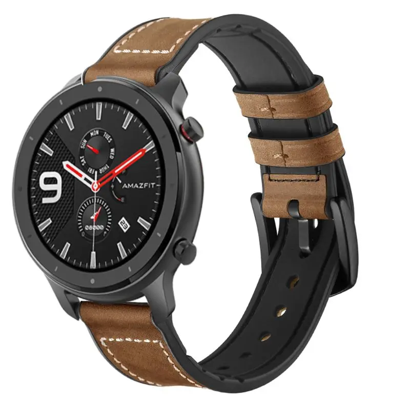 1 шт. ремешок для часов из натуральной кожи для AMAZFIT GTR 42 мм/47 мм Смарт-часы - Цвет: 47mm D