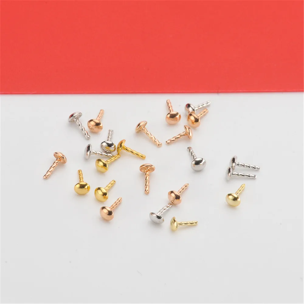 

S925 Sterling silver plated platinum t-pin t-pin plug through hole pearl plug making needle