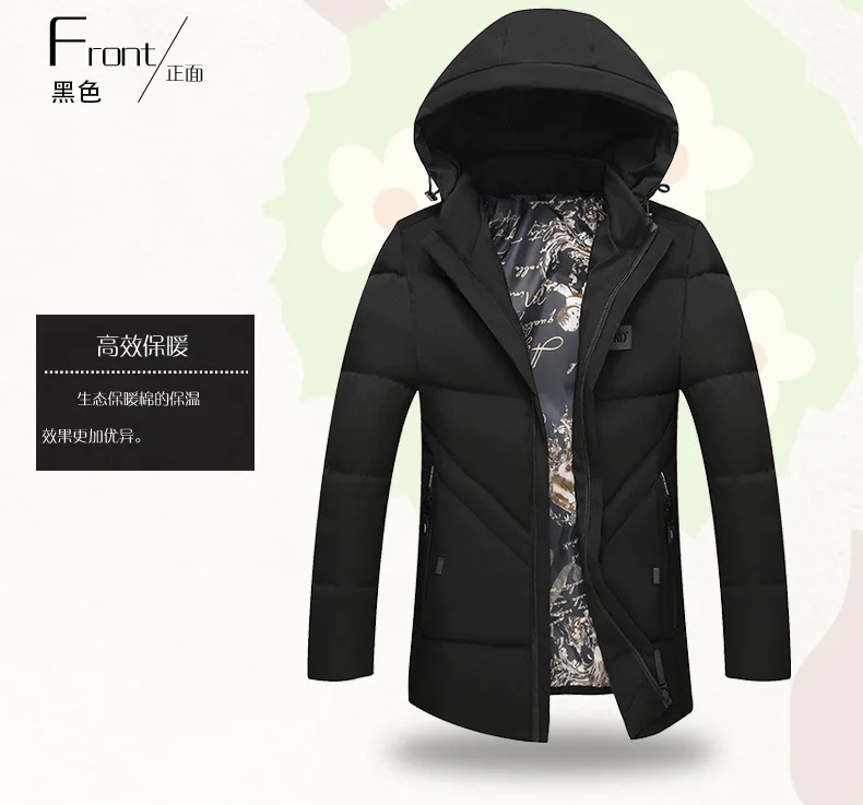 Autumn& Winter New Style Men's Casual Cotton Jacket Men Mid-length Fashion Slim Fit Warm Cotton-padded Clothes Factory