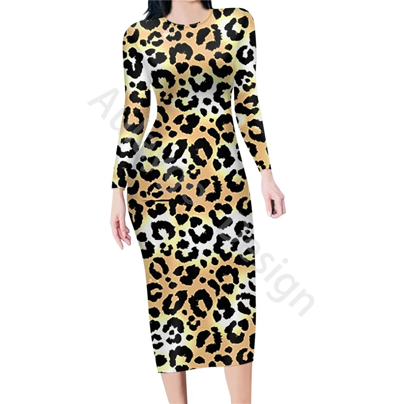 

Leopard Print Sexy Dresses Party Night Club Dress 2021 New Style Ladies Plus Size Clothing For Custom Robe De Bal Femme Longue