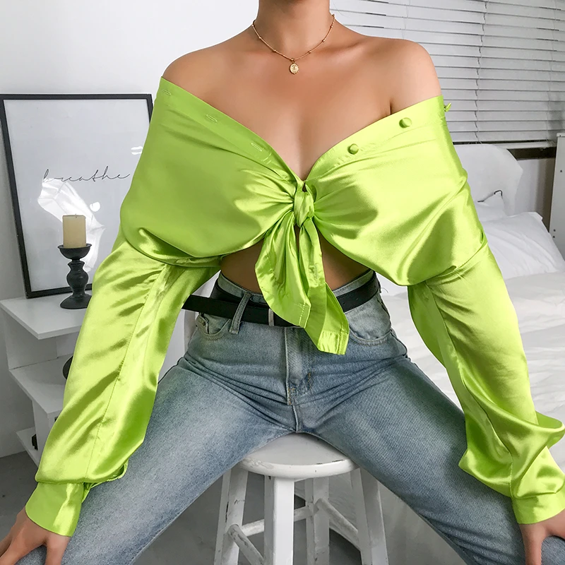 neon satin top