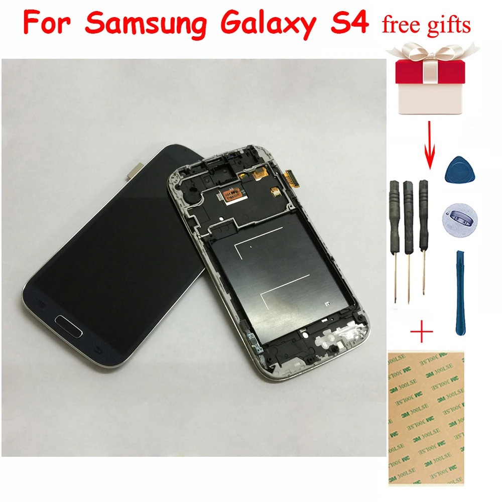 Для samsung Galaxy S4 gt-i9500 i9505 i337 сенсорный экран дигитайзер стекло сенсор+ ЖК-дисплей панель монитор в сборе с рамкой