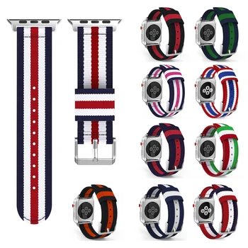 

New Nylon Watch Strap Replaceme for Apple iWatch 1/2/3/4/5 Series Woven Nylon Adjustable Watch Wrist Bands 38mm 40mm 42mm 44mm