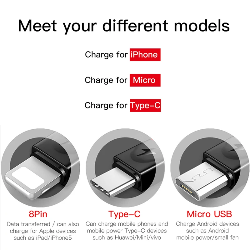 ACCEZZ 3 в 1 USB кабель для iPhone Xs max 7 6 plus 6s 3A кабель для быстрой зарядки шнур для Xiaomi huawei мобильный телефон Usb кабель для передачи данных