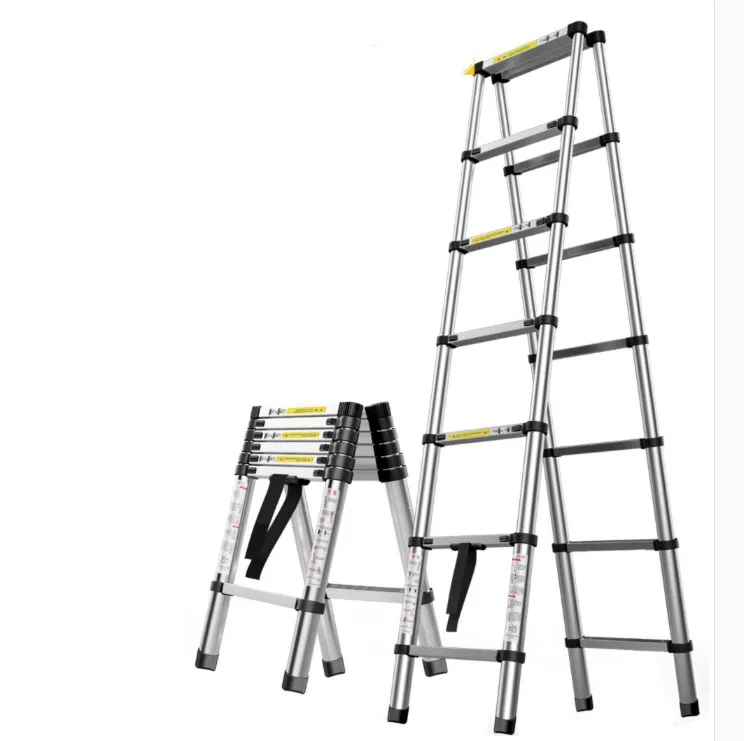 1.4m retractable folding aluminum herringbone ladder, can be used as a