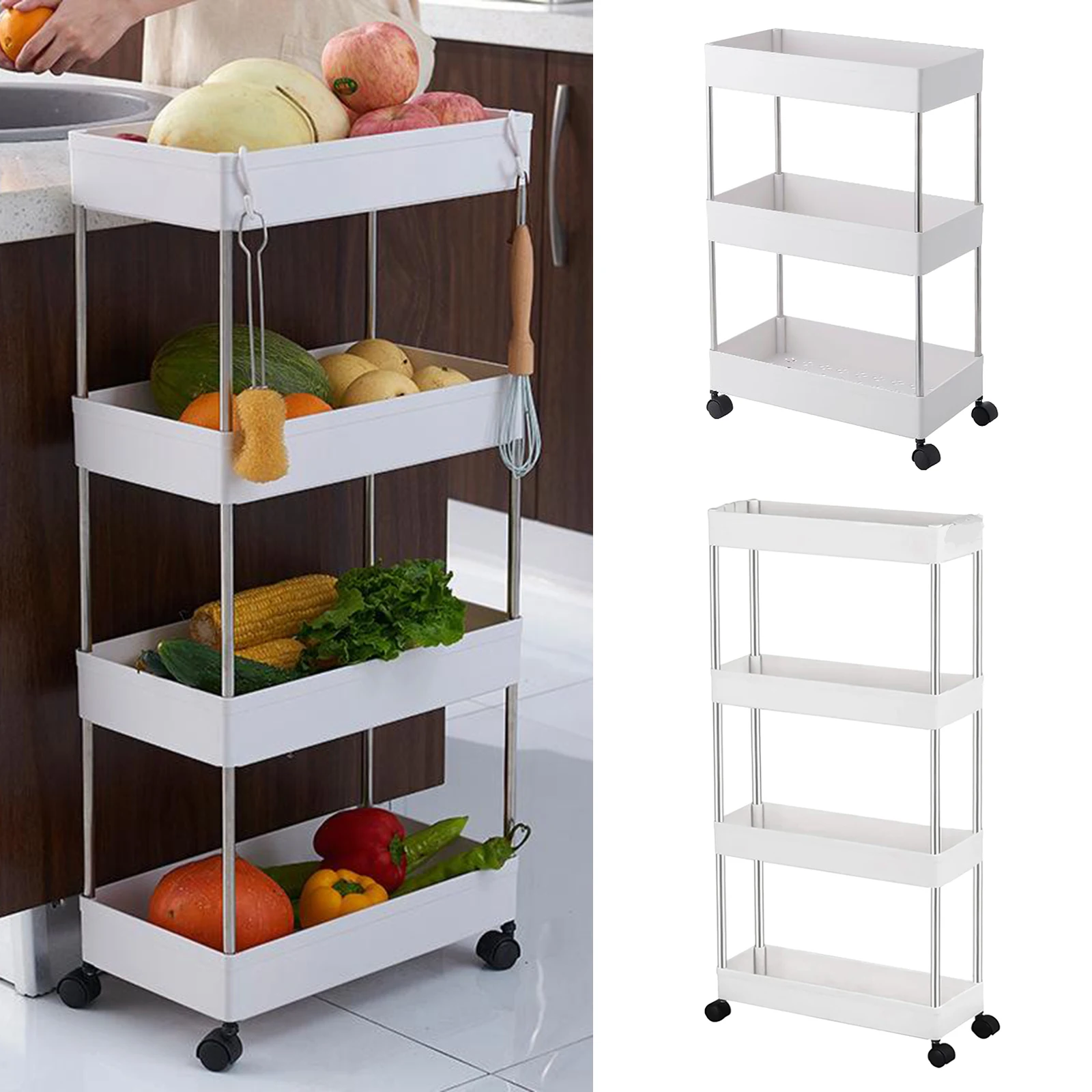 Household Storage Cart Mobile Storage Unitsw with 4 Wheels for Kitchen Bathroom Laundry Household Storage Cart Mobile Storage Unitsw with 4 Wheels for Kitchen Bathroom Laundry