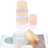 Матовые стеклянные пустые баночки для косметики (5-10-15-30-50 мл) с бамбуковой крышкой