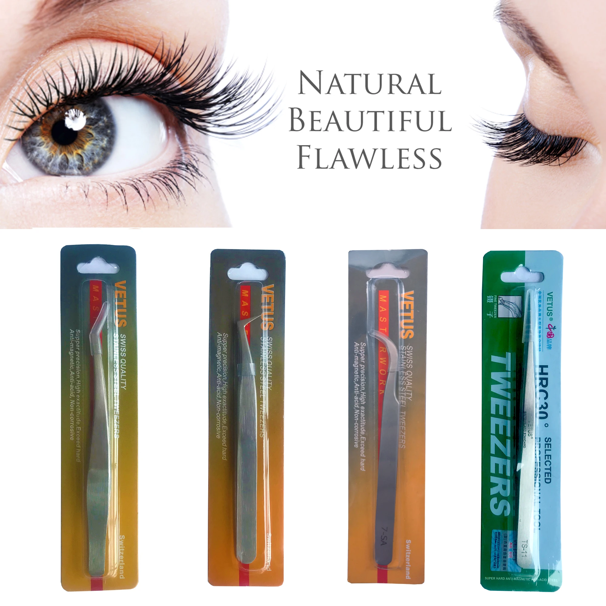 

Stainless Steel Tweezers Operates 0.01mm Objects For Individual Eyelash Extension Curved Straight Eye Lash Clip Pliers