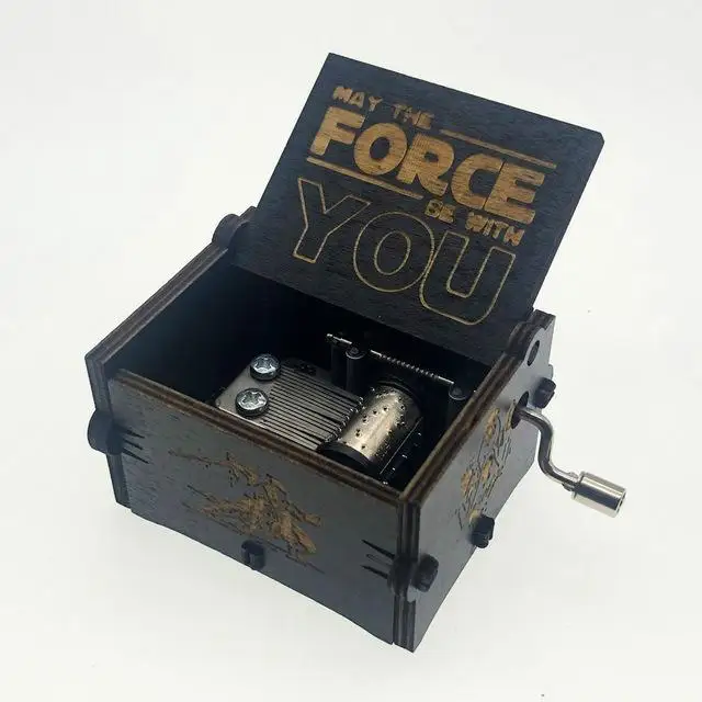 black Star Wars Крестный отец богемная Рапсодия музыкальная шкатулка деревянная рука коленчатый Imagine John Star Wars Рождественская королева музыкальная шкатулка Прямая поставка - Цвет: black Star Wars