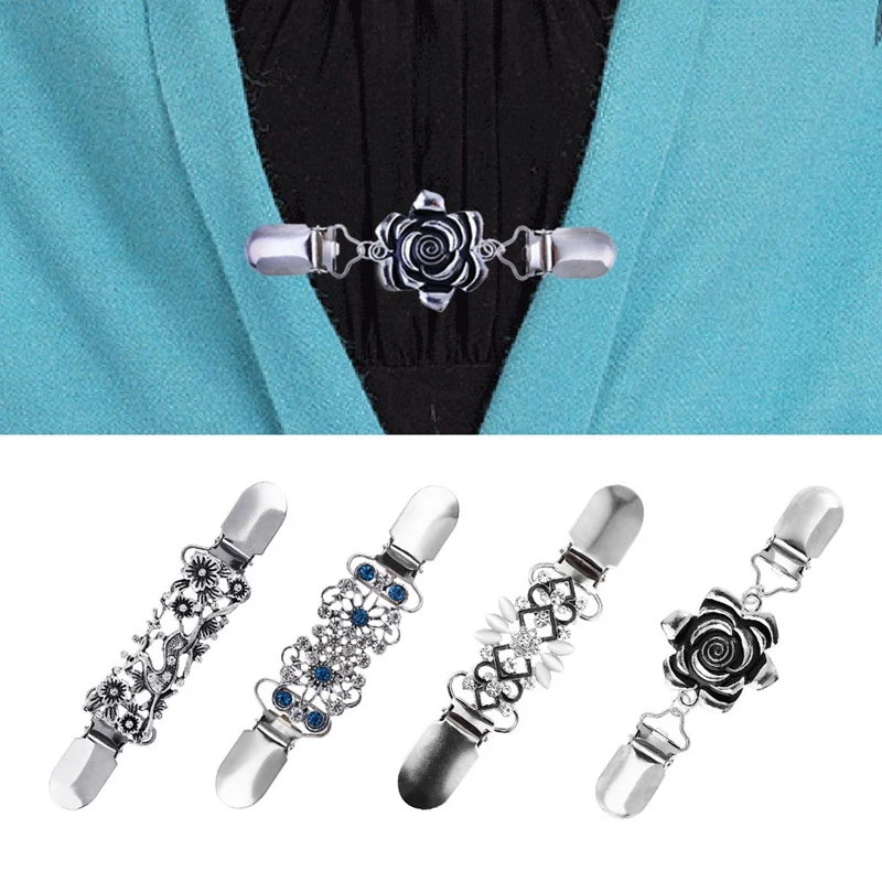 

4 Piece Shirt Collar Clip Cardigan Holder Sweater Shawl Brooch Clip Duckbill Clothing Stitching Clip Sling