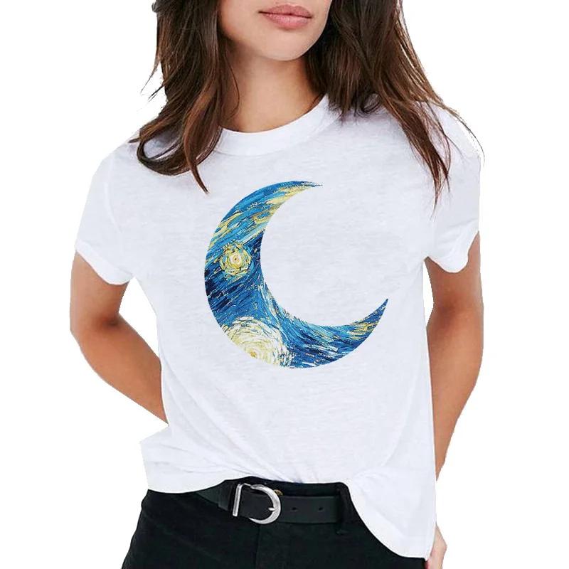 Van Gogh women t shirt Oil Art Print t-shirt female top Casual new streetwear tshirt graphic tee shirts Harajuku Femme 2019