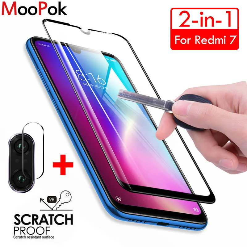 2 in 1 Camera Lens Tempered Glass For Xiaomi Redmi 7 Note 7 8 5 Pro Screen Protector On The For Redmi 8 8A 7 7A Protective Glass