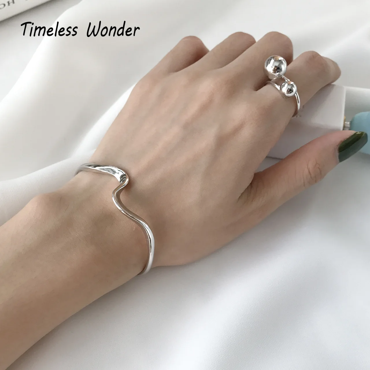 

Timeless Wonder 925 Sterling Silver Geo Twist Open Bangle Bracelet Fashion Jewelry Punk Christmas Gifts Gothic Cuff Top Ins 4517