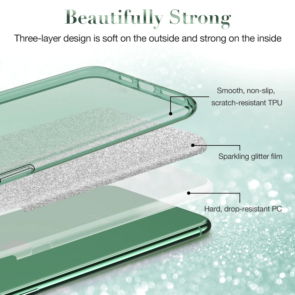 Чехол ESR Bling для iPhone 11 Pro Max розовый зеленый блестящий Блестящий защитный бампер брендовый чехол-накладка для iPhone 11 Coque
