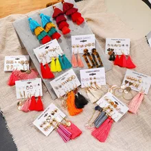 Модный Комплект сережек для женщин Хлопок Акрил этнические богемные кубические циркония корейские серьги-гвоздики ювелирные изделия подарок