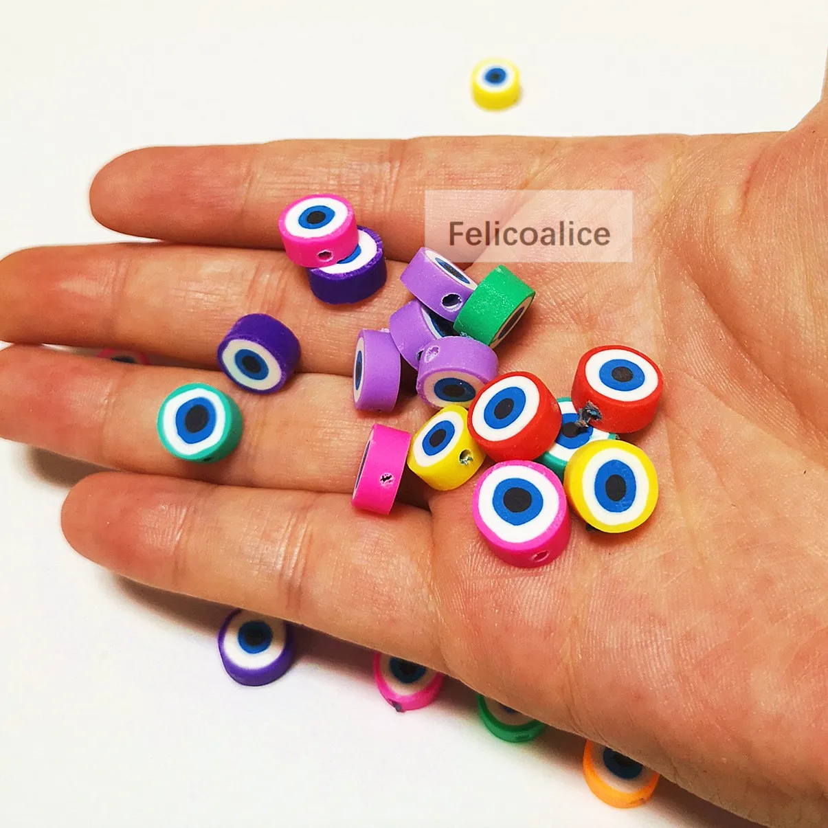 

1000pcs Flatback Round Shape Evil Eye Polymer Clay Beads for DIY Handmade Accessories Bracelet Necklace Jewelry Making 10mm