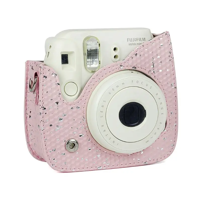 Сумка из искусственной кожи с розовыми блестками для камеры, чехол для Fujifilm Mini8/8+/9