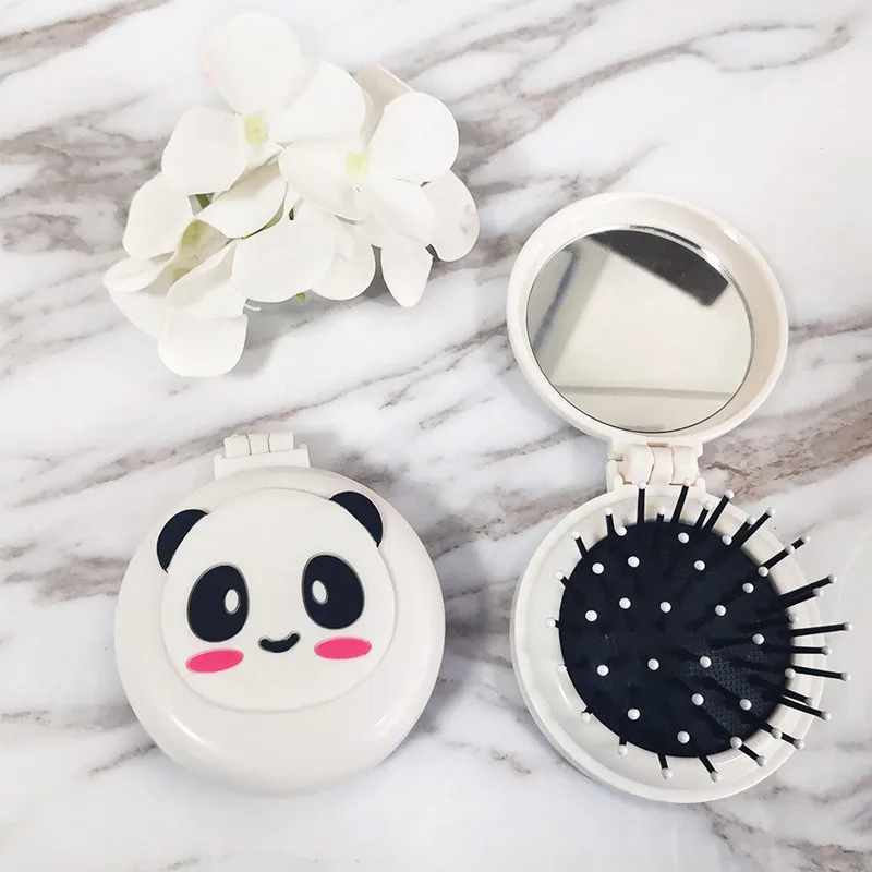 Cartoon Dream Comb Portable Travel Air Bag Massage Cute Cartoon Animal Pattern Folding With Mirror Modeling Tool  Mini Brush 4