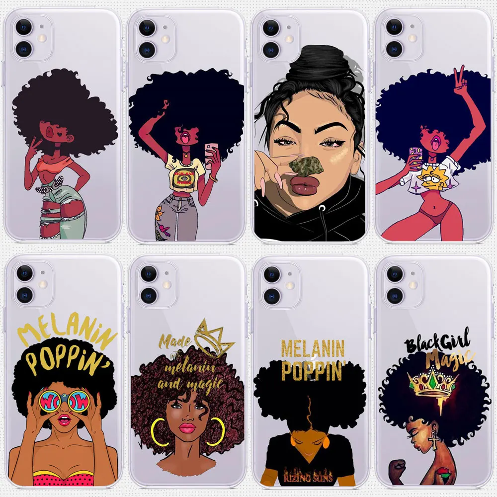 Afro Black Girl Magic Melanin Poppin Phone Case For Iphone 13 Pro 12 Pro Max 11 Pro 6s 8 7 Plus X Xr Xs Max Tpu Silicone Cover Phone Case Covers Aliexpress
