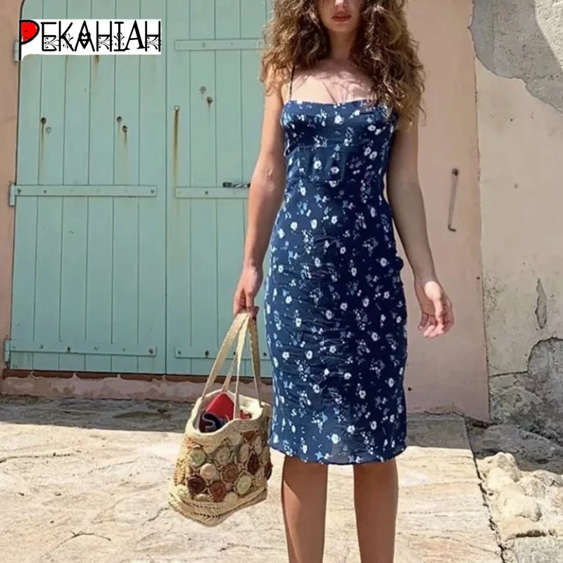 Летнее платье, сексуальное платье на бретельках, женское элегантное винтажное платье-миди вечерние пляжные платья в Корейском стиле