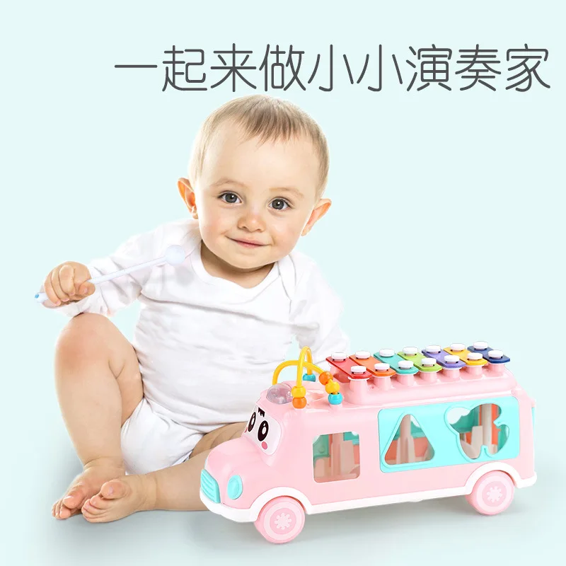 

Educational Early Childhood Infants Educational Meng Bus Knock Piano Fun Bus Knock Piano Building Blocks 0-1