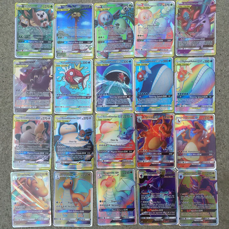 Новые карты покемон Charizard Blastoise Venusaur Mewtwo TAG TEAM Flash Card цвета игровая коллекция карт детские подарки