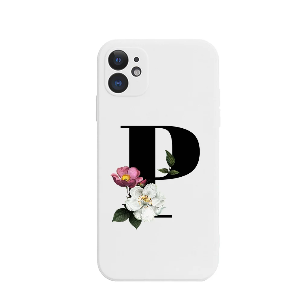 English Letter White Phone Case For iPhone 11 Pro Max X XS Max XR 7 8 Plus Fashion flower soft Silicone Cover iphone 8 leather case