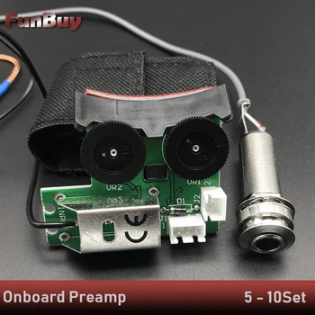 

5Set Acoustic Sound Hole Guitar Preamp Undersaddle Piezo Pickup with Onboard EQ Tone/Volume Equalizer for Folk Guitarra