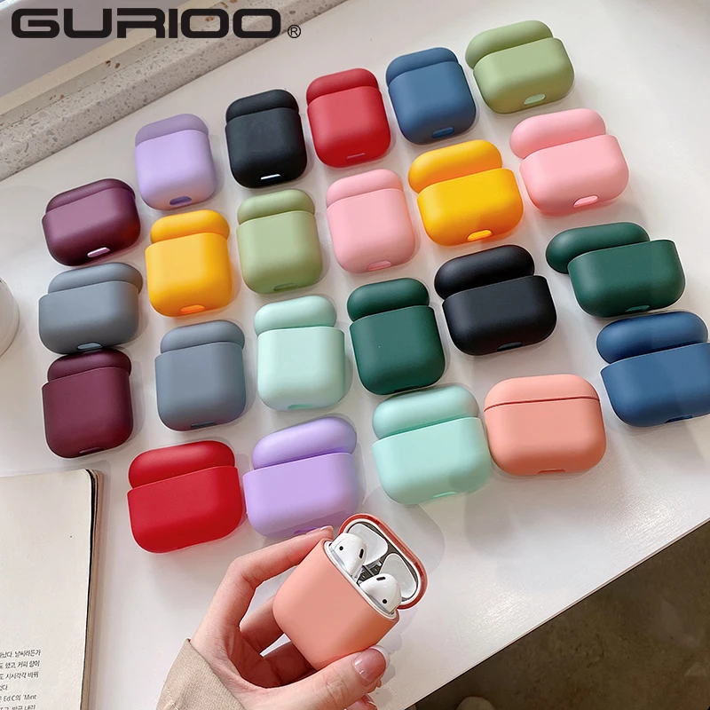 Original Cute Wireless Bluetooth Earphone Case For Apple Airpods 1 2 3 2021  AirPods Pro Matte Colorful Candy Color Hard PC Cover