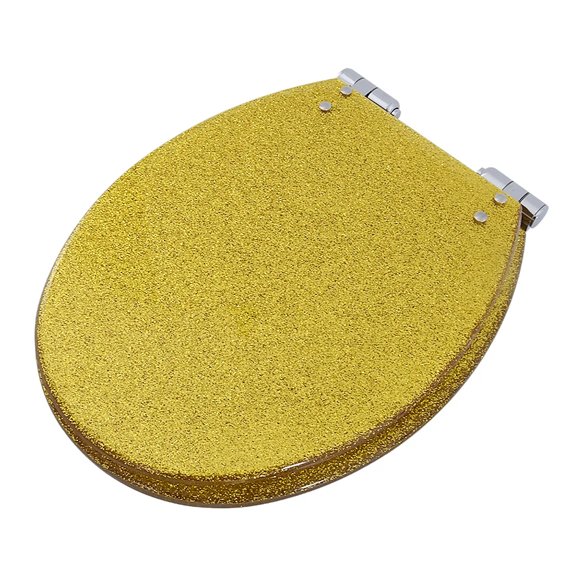 New Highgrade Beautiful Twinkling Golden Resin Toilet Seat Cover Slow