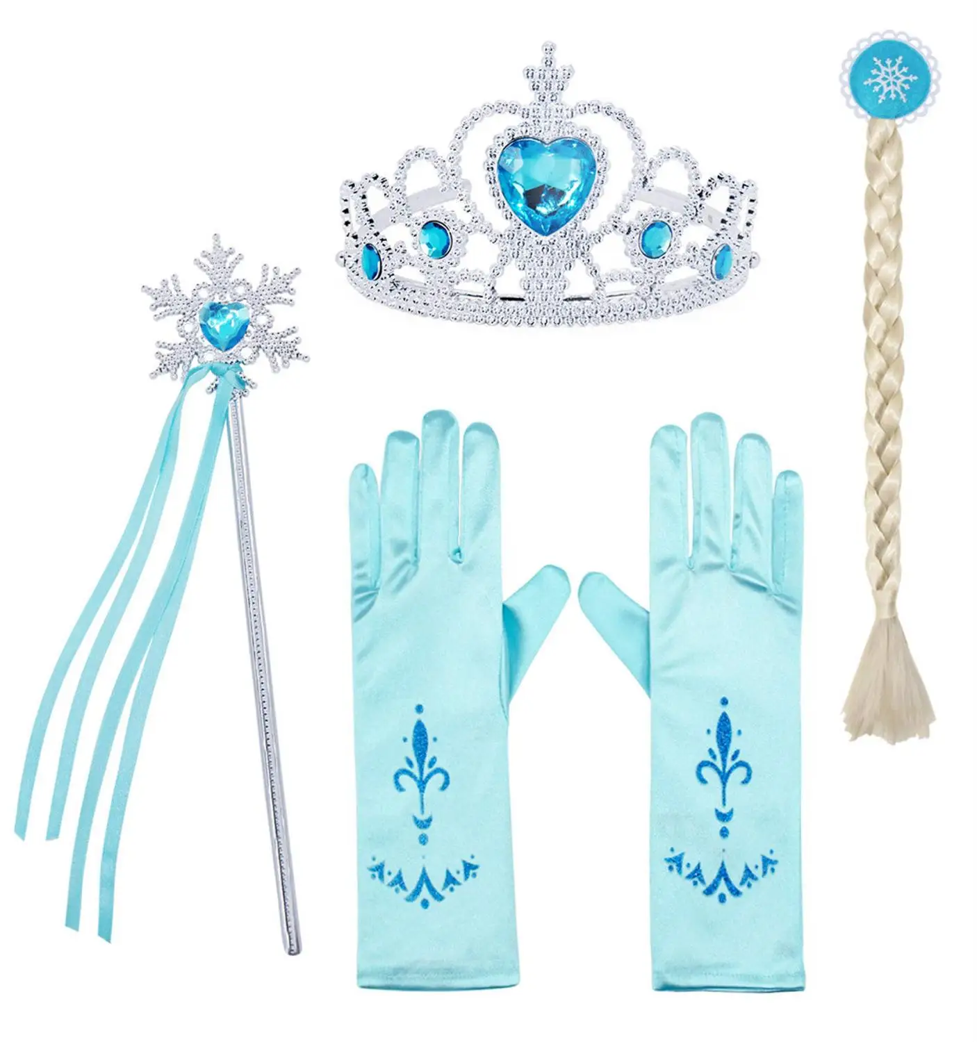 4 pcs Accessories AmzBarley/костюм принцессы Эльзы для маленьких девочек, костюм Снежной королевы, расшитый блестками, косплей Рождественская вечеринка, наряды с длинными рукавами, зимний бал, платья - Цвет: 4 pcs Accessories