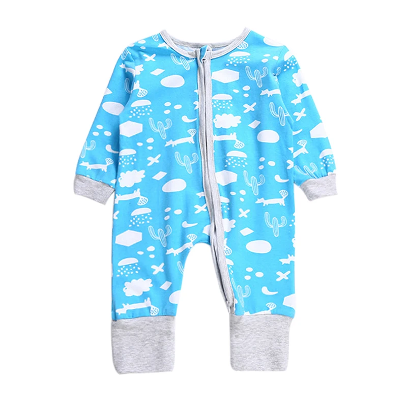 Детские комбинезоны для новорожденных; комбинезон для малыша с героями мультфильмов; Детский комбинезон для мальчиков и девочек; Весенняя хлопковая одежда с длинными рукавами для малышей; - Цвет: Небесно-голубой